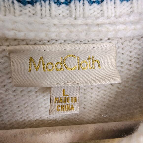 Modcloth Sweater Cardigan Just The Fortuitous Embroidered Dragon Sz L Statement - Picture 7 of 11